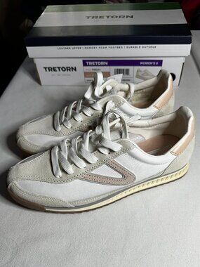 Women's Tretorn "Hailey" Leather & Nylon Canvas Sneaker (White/Pink) Size 8 NWT